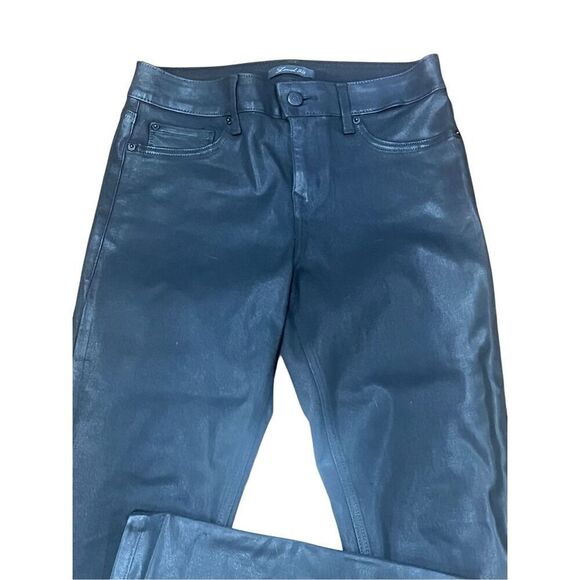 Level 99 Eco-Leather Coated Black Skinny Jeans Vegan Leather Size 6 - Picture 2 of 4